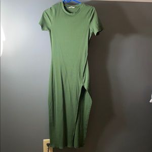 Long Green Dress W/ Leg Slit